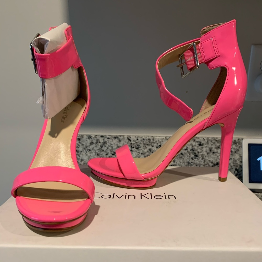 Calvin Klein neon pink heels